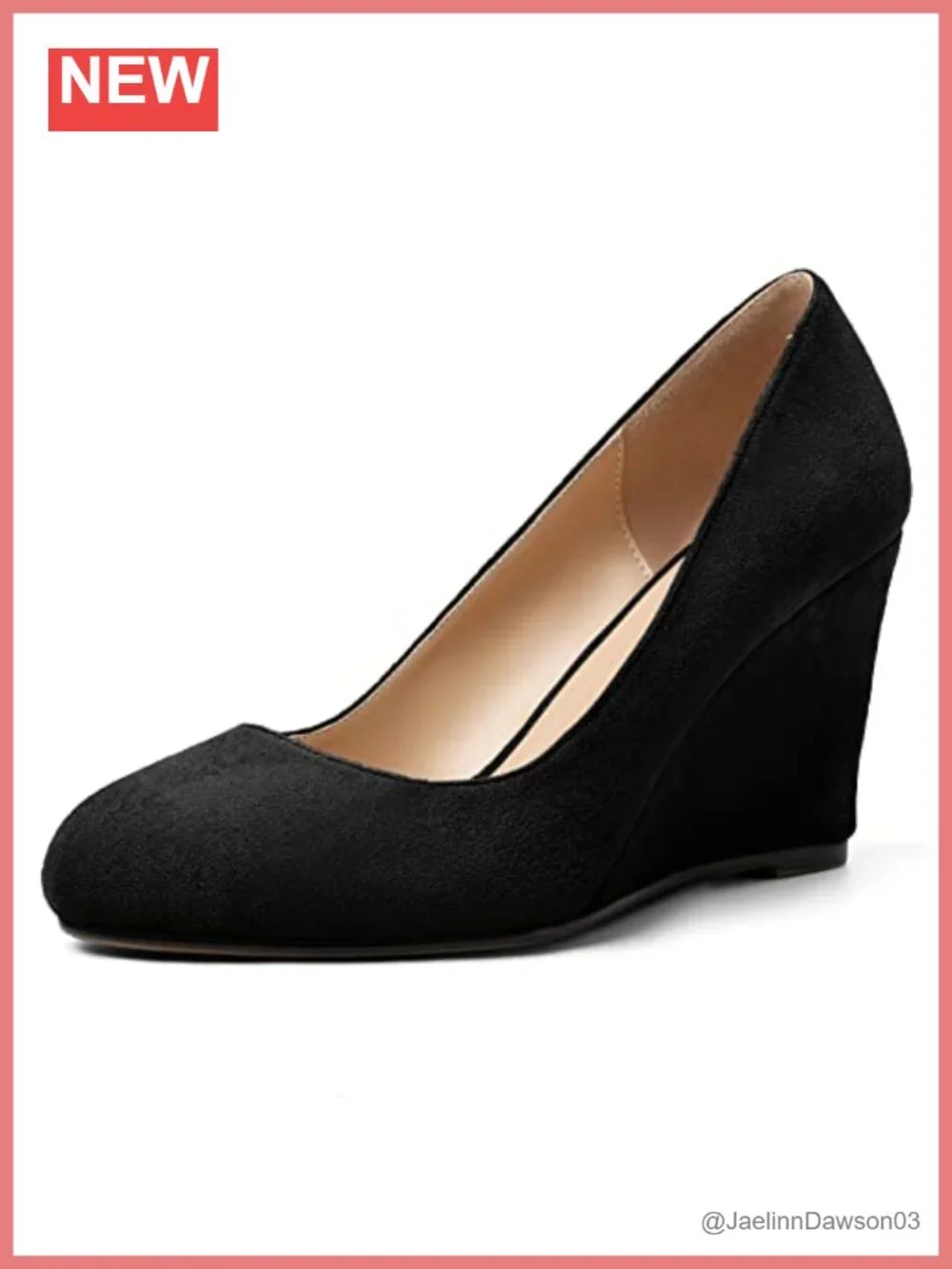 Women's Suede Wedge Pumps Slip On 3.5 Inch Heels for Work Party Wedding
